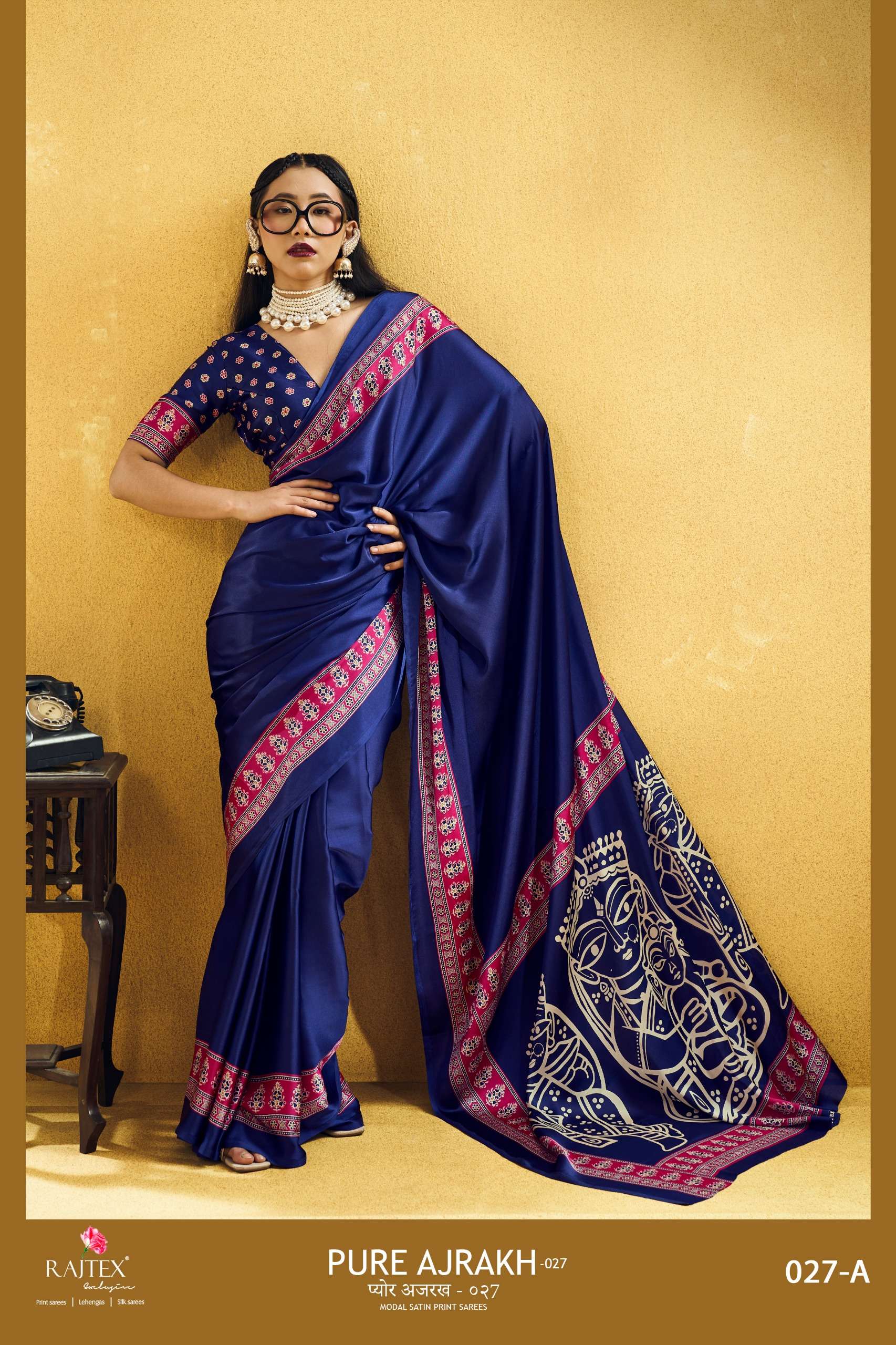 Rajtex Pure Ajrakh 27 Fancy And Classic Modal Satin Fabric With Beautiful Ajrakh Print On Saree reseller In Surat Rajtex Pure Ajrakh 27 Fancy And Classic Modal Satin Fabric With Beautiful Ajrakh Print On Saree reseller In Surat